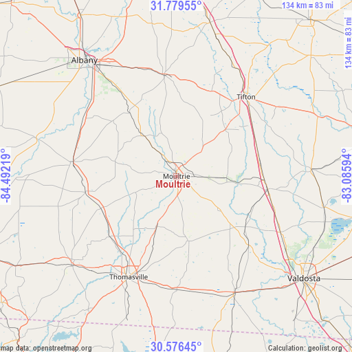 Moultrie on map