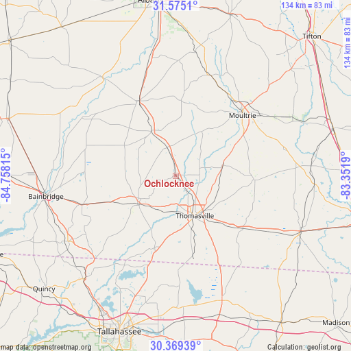 Ochlocknee on map