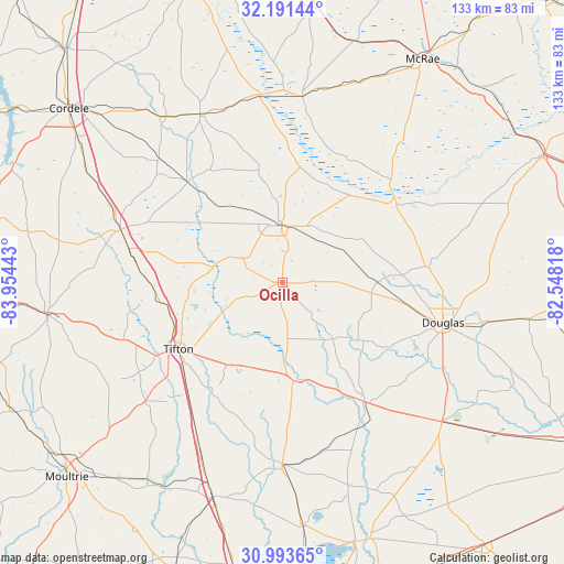 Ocilla on map