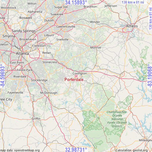 Porterdale on map