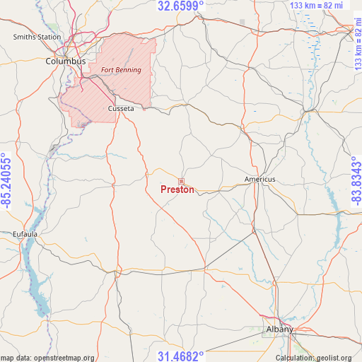 Preston on map