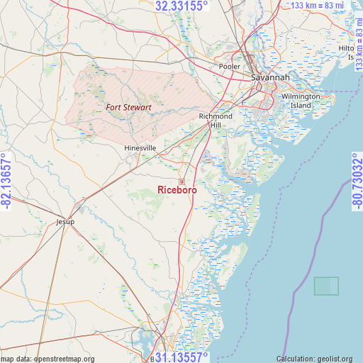 Riceboro on map