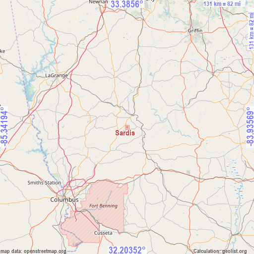 Sardis on map