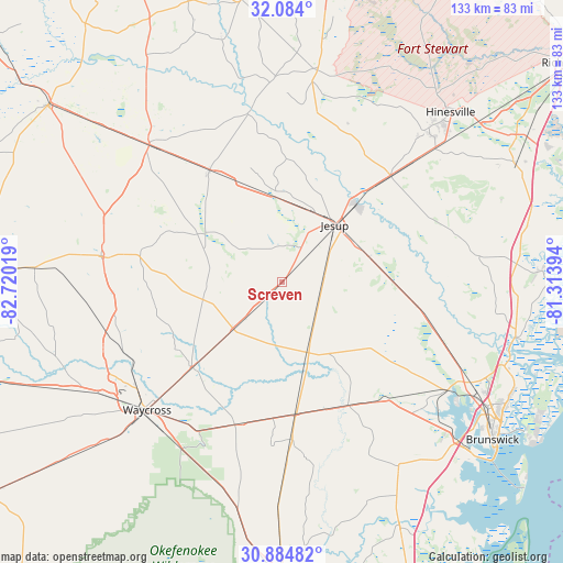 Screven on map