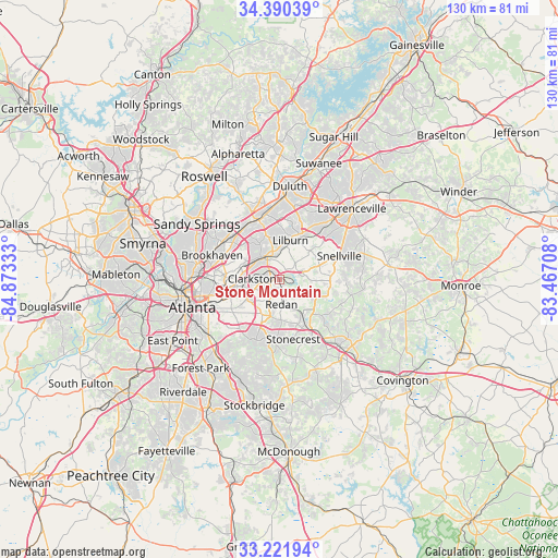 Stone Mountain on map