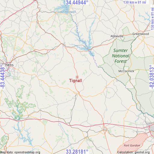 Tignall on map