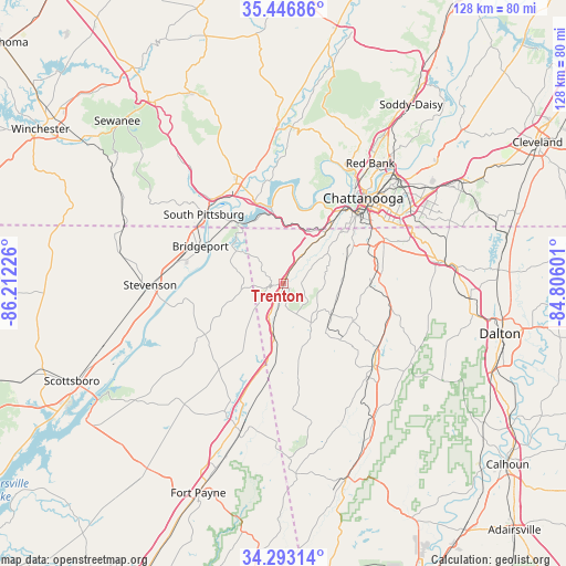 Trenton on map