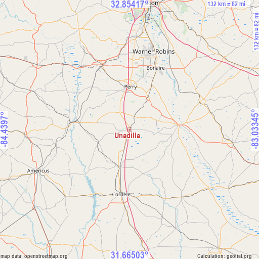 Unadilla on map