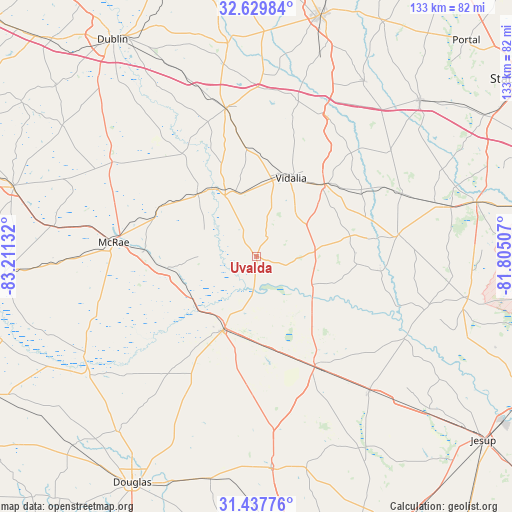 Uvalda on map