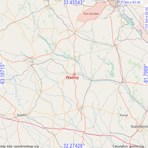 Wadley on map