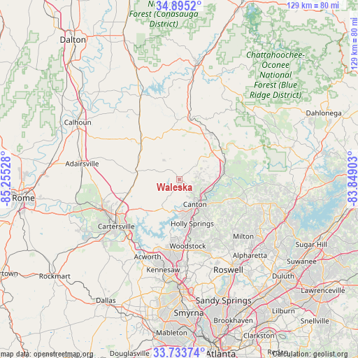 Waleska on map