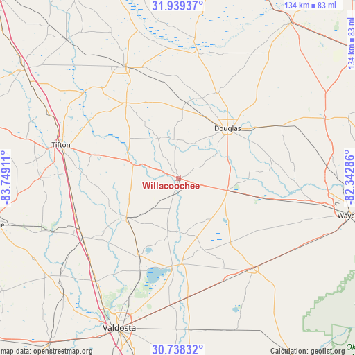 Willacoochee on map