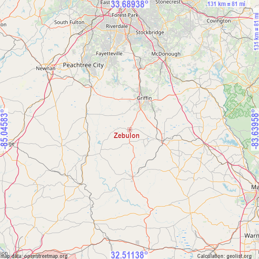 Zebulon on map