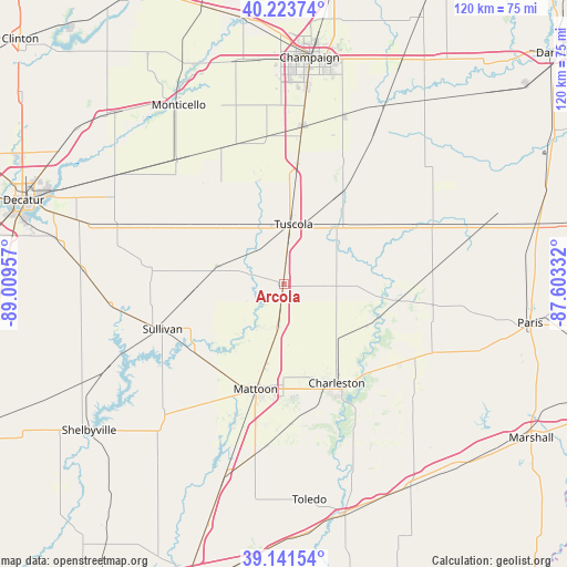 Arcola on map