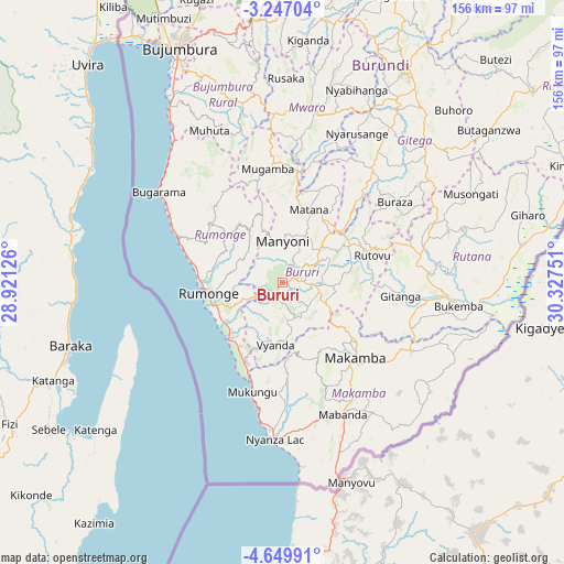 Bururi on map