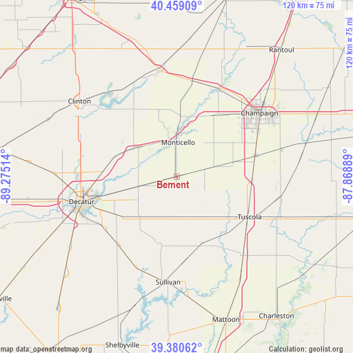 Bement on map