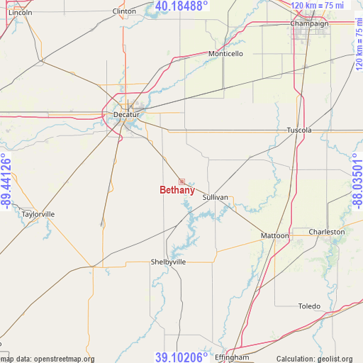 Bethany on map