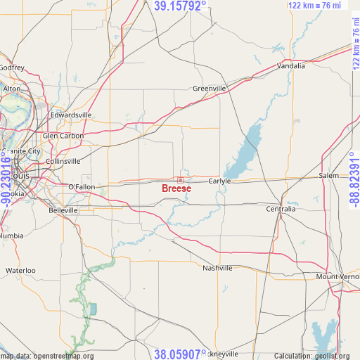 Breese on map