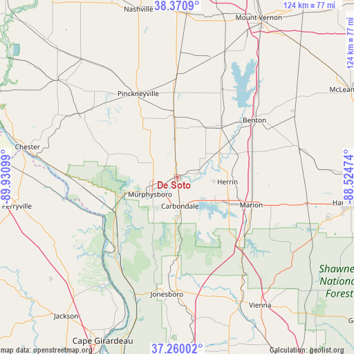 De Soto on map