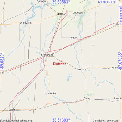 Dieterich on map