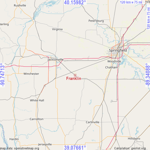 Franklin on map