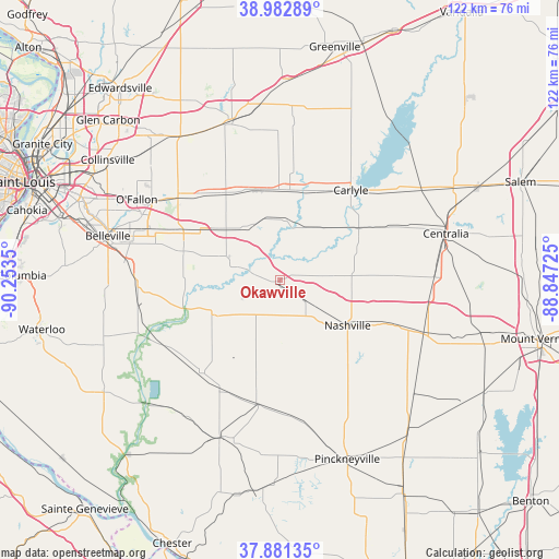 Okawville on map