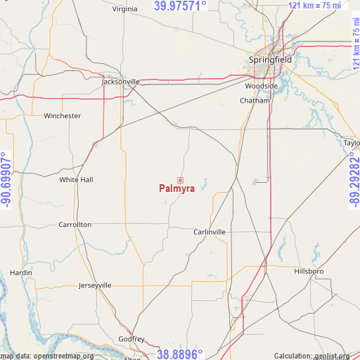 Palmyra on map