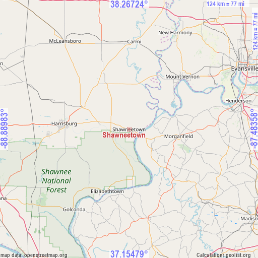 Shawneetown on map