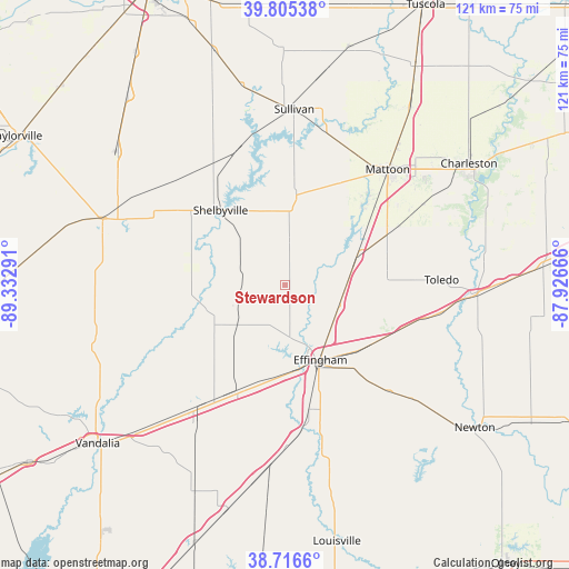 Stewardson on map