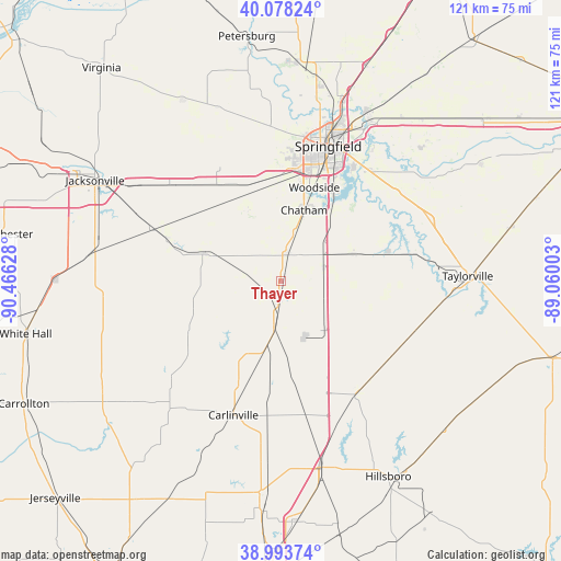 Thayer on map