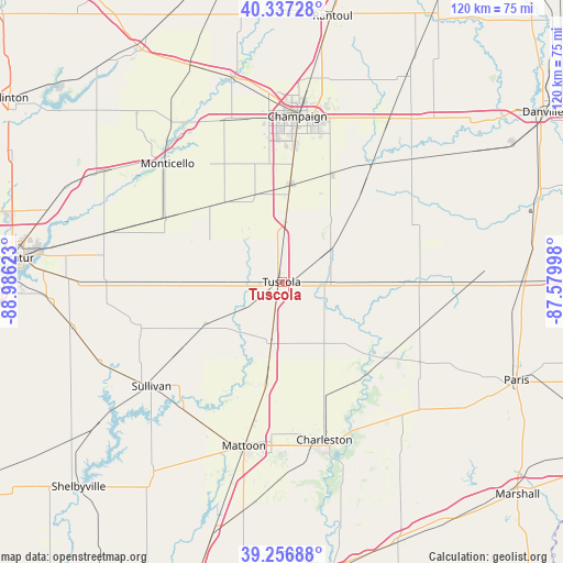 Tuscola on map