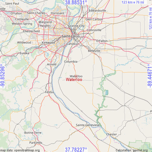 Waterloo on map