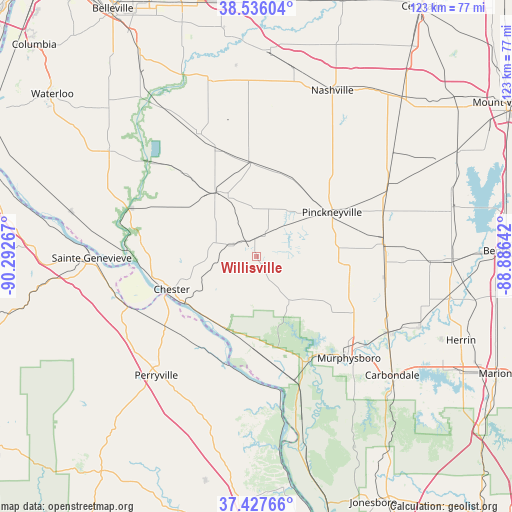 Willisville on map