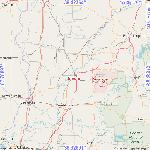 Elnora on map