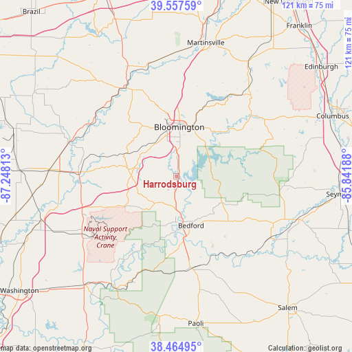 Harrodsburg on map