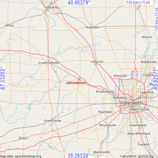 Jamestown on map