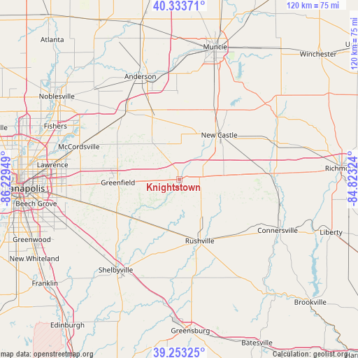 Knightstown on map