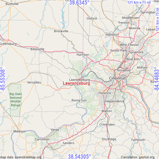 Lawrenceburg on map