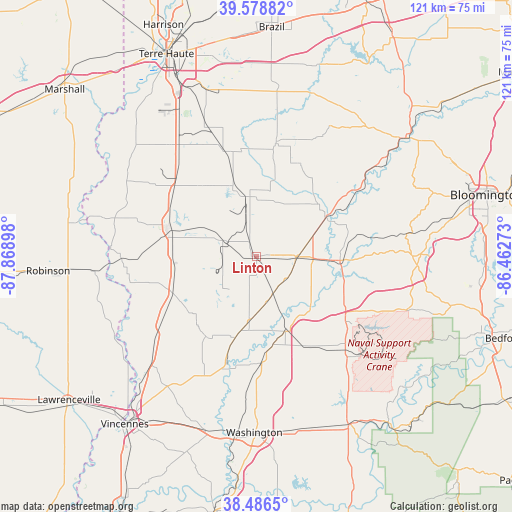 Linton on map