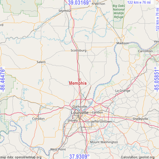 Memphis on map