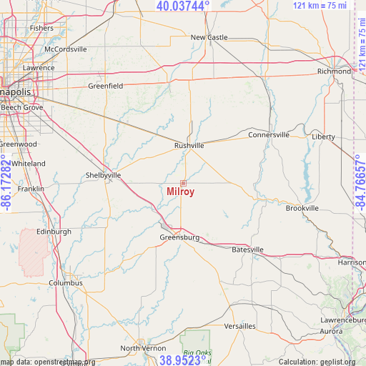 Milroy on map