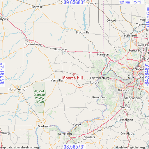 Moores Hill on map