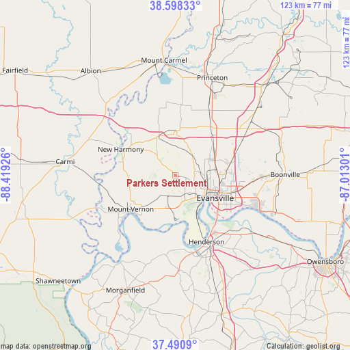 Parkers Settlement on map