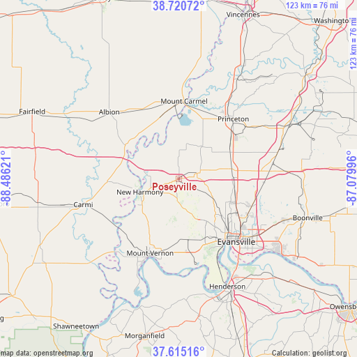 Poseyville on map