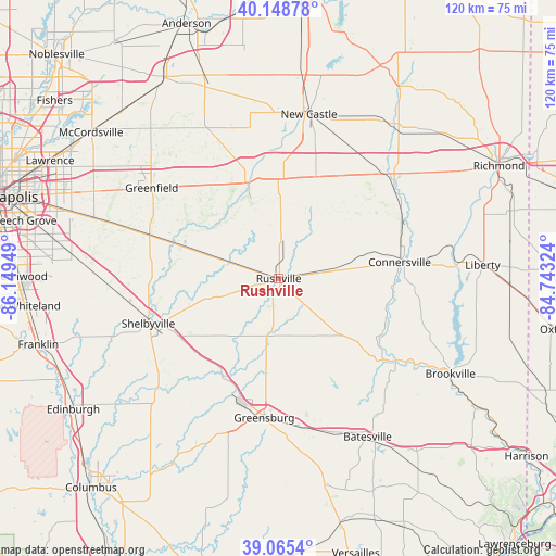 Rushville on map