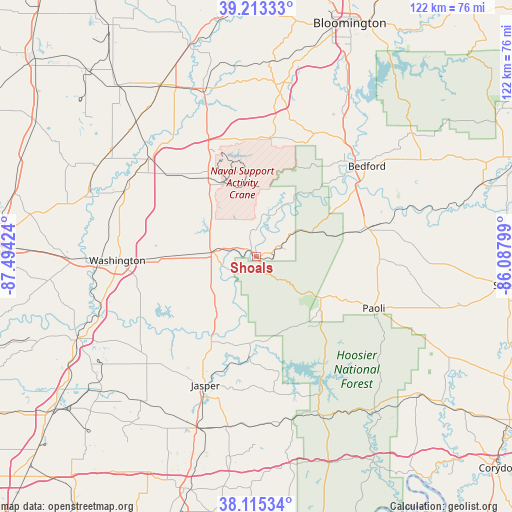 Shoals on map