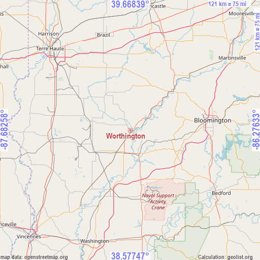 Worthington on map