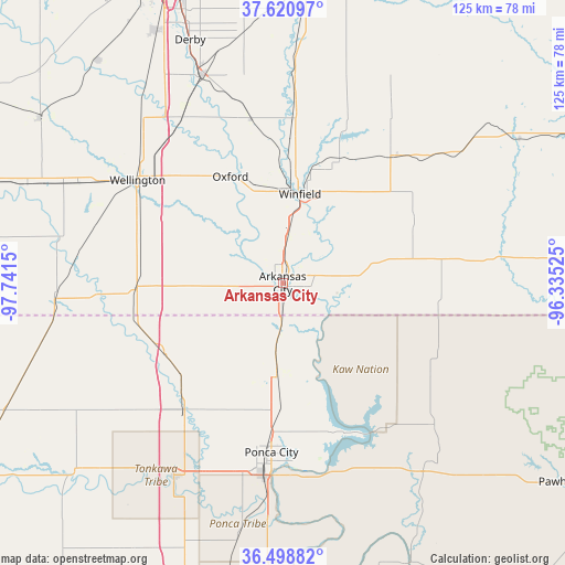 Arkansas City on map