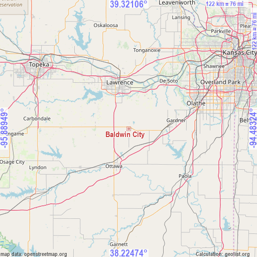 Baldwin City on map