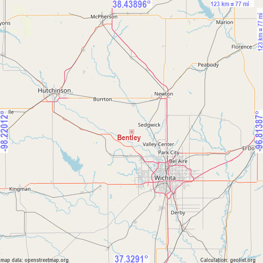 Bentley on map